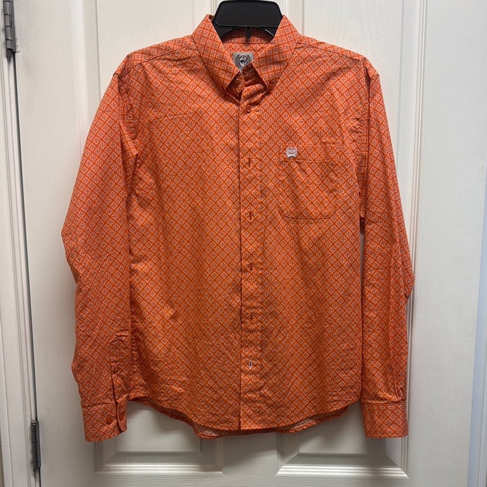 Cinch Orange Casual Button Down Shirt with Classic Collar